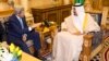 Secretary of State John Kerry (L) meets Saudi King Salman bin Abdulaziz al Saud at Diriyah Farm in Diriyah, March 5, 2015. 