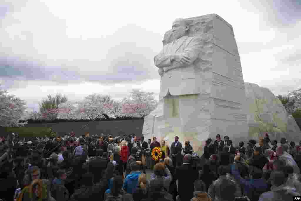 A ceremonial wreath laying in honor of the 50th anniversary of the assassination of the Rev. Martin Luther King Jr. at MLK Memorial in Washington, D.C.