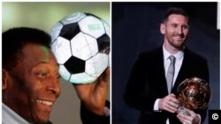 Foto-montagem Pelé e Messi