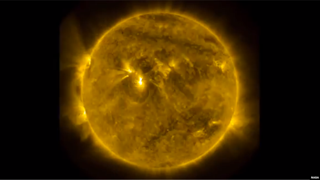 Solar activity is seen in a screenshot of a NASA video