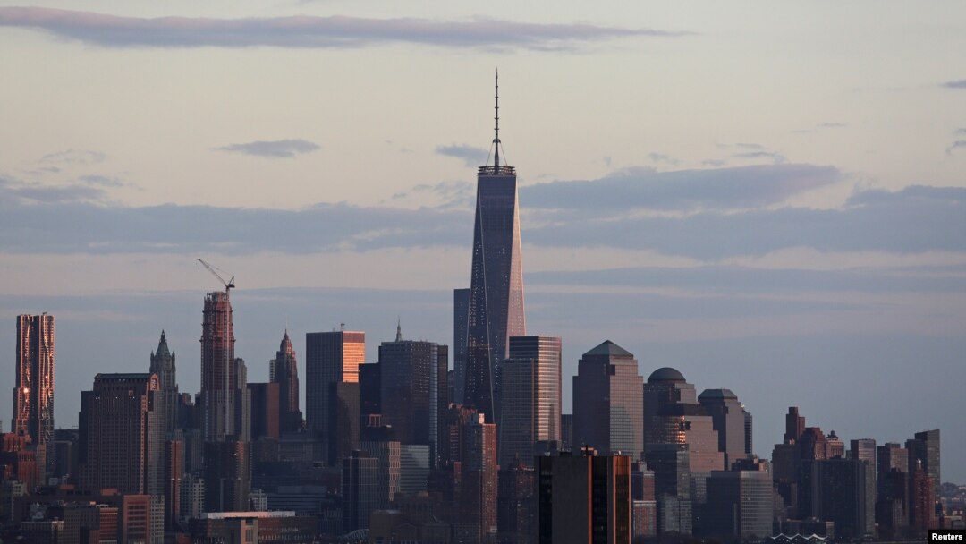 A passenger boat in front of One World Trade Center in Lower Manhattan in New York, April 17, 2015.