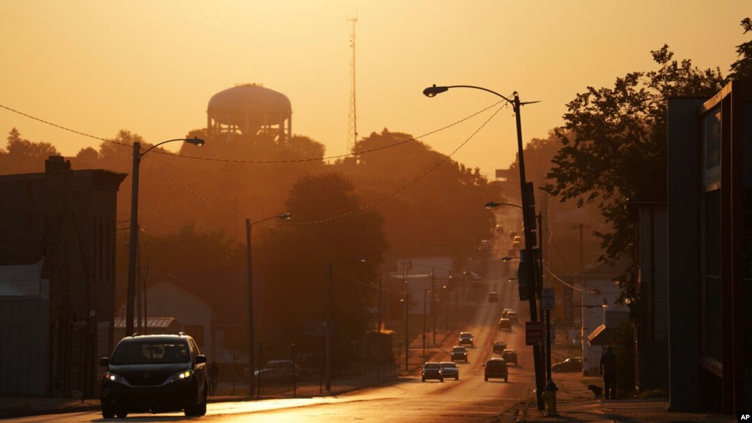 The sun rises over the city of Springfield, Ohio, Sept. 16, 2024.