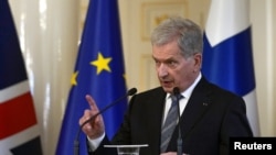 British Prime Minister Johnson meets Finland's President Niinisto, in Helsinki