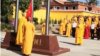 中国某寺庙僧人举行升国旗仪式 （视频截图）